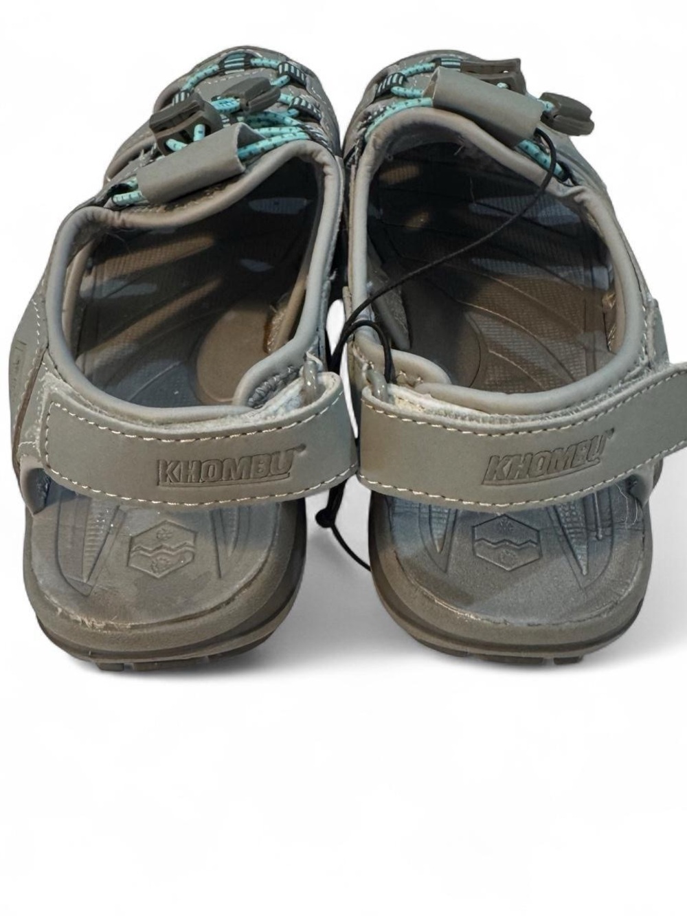 Khombu Gray Outdoor Sandals with Teal Strap Accent - Picture 5 of 6
